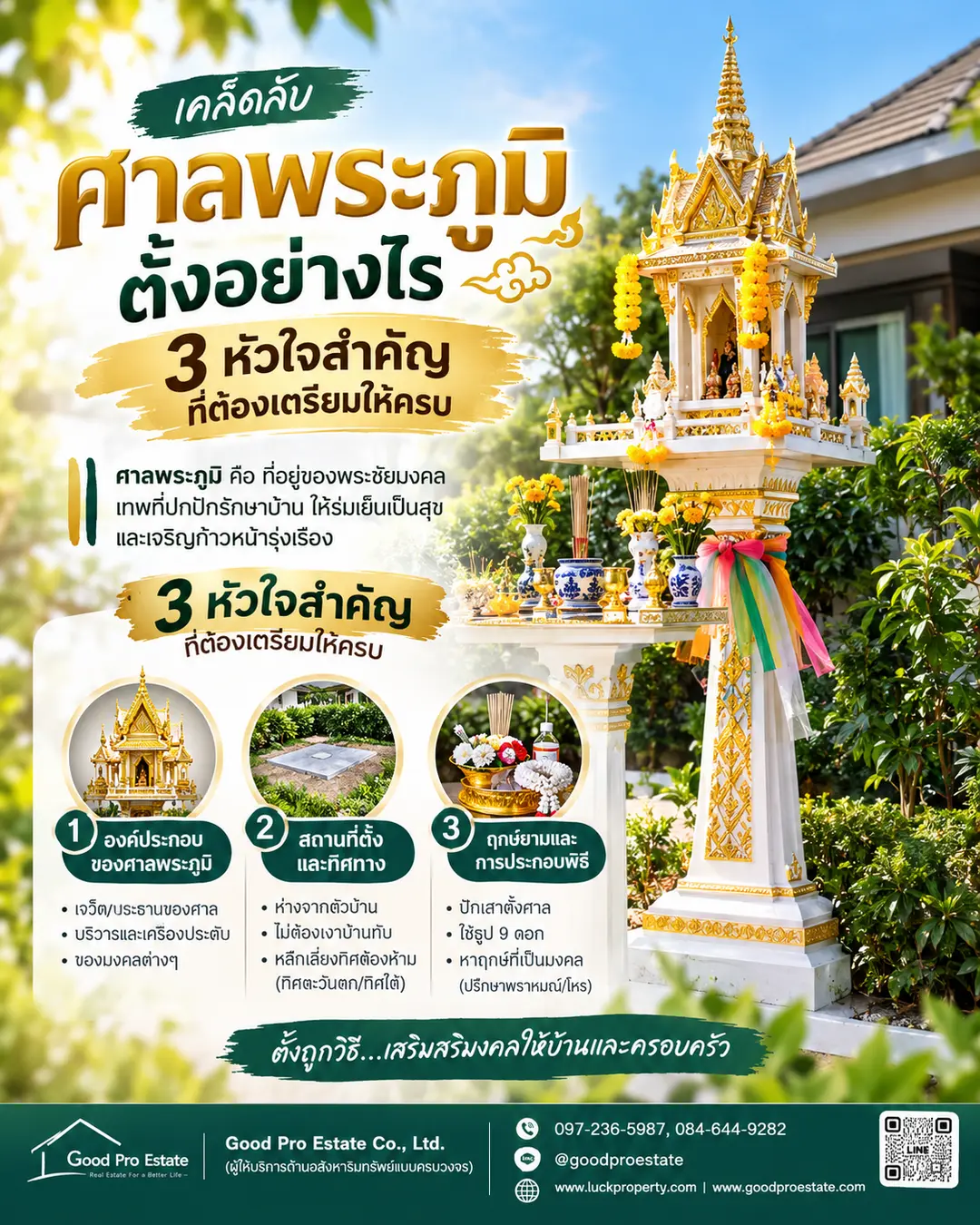 ศาลพระภูมิ ตั้งอย่างไร 3 หัวใจสำคัญที่ต้องเตรียมให้ครบเพื่อความเป็นสิริมงคลของบ้าน