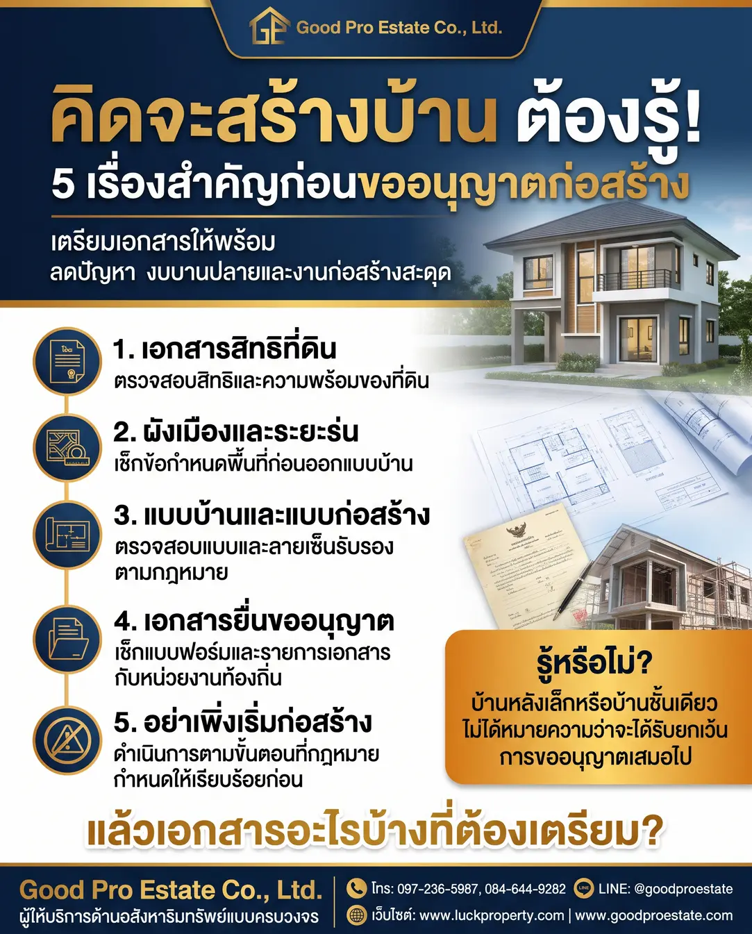 คู่มือขออนุญาตสร้างบ้าน 5 เรื่องต้องรู้ ก่อนเริ่มลงเสาเอกเพื่อความราบรื่นทางกฎหมาย